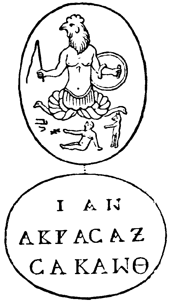 Abraxas gem Roman Egypt rooster snake amulet