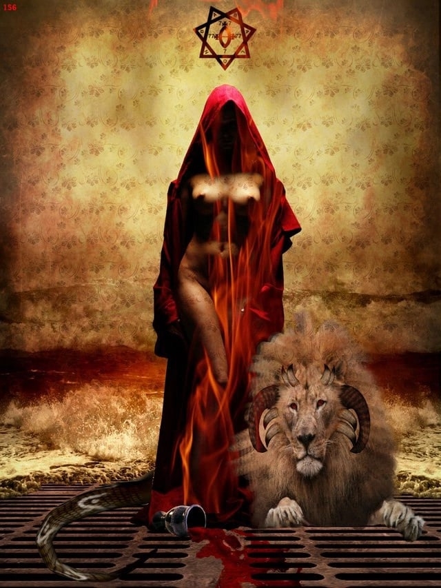 Babalon hooded chalice lion ram beast snake blood 156