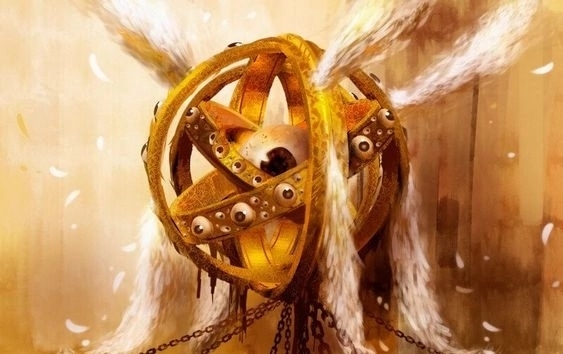 Ophan throne wheel angel orb feathered